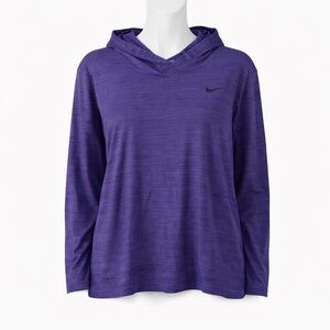Size L Nike Women’s Dri-FIT Purple Hooded Long Sleeve Shirt